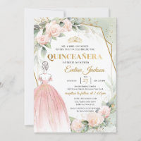 Boho Pink princess dress blush flowers Quinceanera