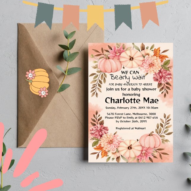 Boho Pink Pumpkin Baby Shower Invitation (Creator Uploaded)