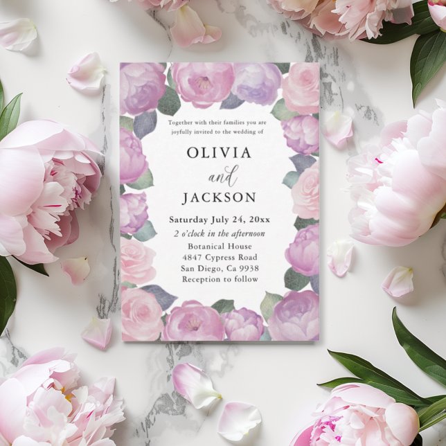 Boho Pink & Purple Floral Wedding Invitation (Creator Uploaded)