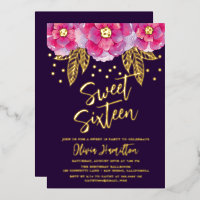 Boho Pink Purple Flowers Sweet 16