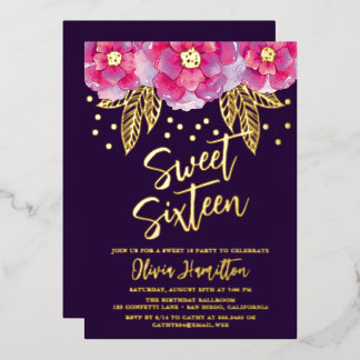 Boho Pink Purple Flowers Sweet 16