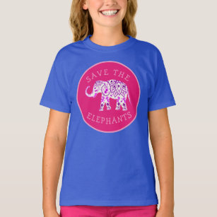 Boho Pink Purple Good Luck Save the Elephants T-Shirt