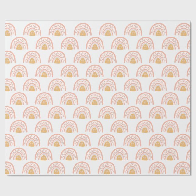Boho Pink Rainbow Pattern Wrapping Paper (Flat)