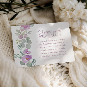 Boho Pink Recipe for the Bride Floral  Enclosure Card