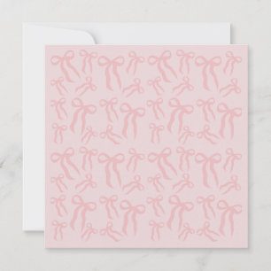 Boho Pink Ribbon Bows Pattern On Powder Blush Pink Card