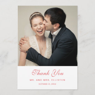 Boho Pink Rose Floral Watercolor Thank You Card