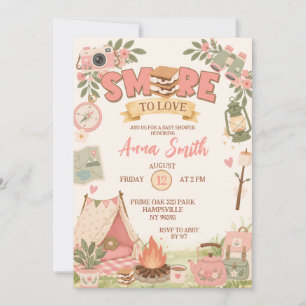 Boho Pink Smore To Love Baby Shower Invitation