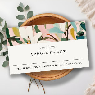 Boho Pink Teal Green Painted Floral Apponitment  Business Card