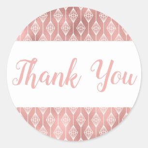 Boho Pink Thank You Diamond Rose Gold Tribal Classic Round Sticker