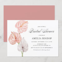 Boho Pink Watercolor Anthuriums Bridal Shower