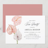 Boho Pink Watercolor Anthuriums Tea Party