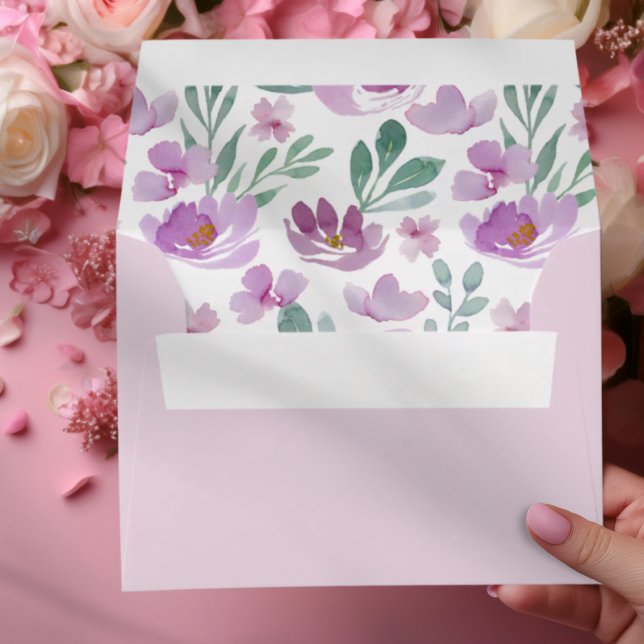 Boho Pink Watercolor Floral Wedding Envelope (Creator Uploaded)