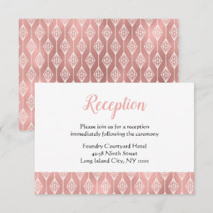 Boho Pink Wedding Reception Tribal Diamond Vintage Invitation