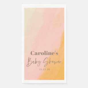 Boho Pink Yellow Script Custom Baby Shower Napkin
