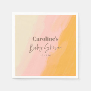 Boho Pink Yellow Script Custom Baby Shower  Napkin