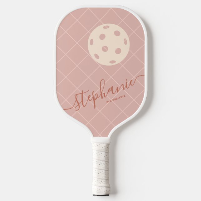 Boho Pinks Trendy Elegant Script Customised Pickleball Paddle (Front)