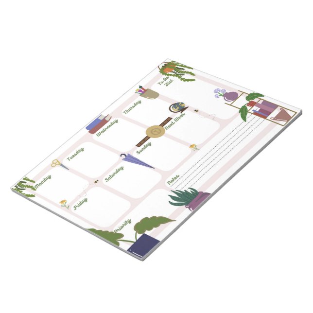Boho Plant Aesthetic Weekly Planner Desk Pad – Cut (Angled)