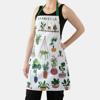 Boho Plant Lady Illustration Art Personalised Apron