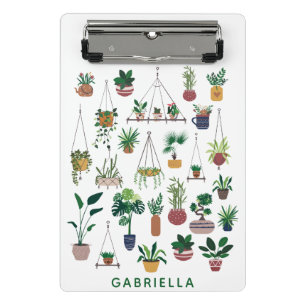 Boho Plant Lady Illustration Art Personalised Mini Clipboard