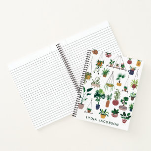 Boho Plant Lady Illustration Personalised Notebook