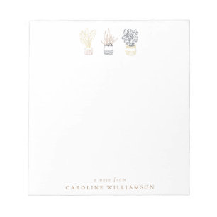 Boho Plant Line Art Illustration Personalised Notepad