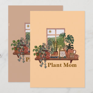 Boho Plant Mum Indoor Garden Watercolor Holiday Card