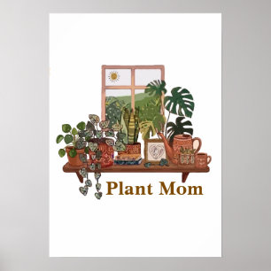 Boho Plant Mum Indoor Garden Watercolor  Poster