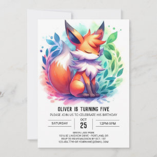 Boho Playful Fox Birthday Invitation