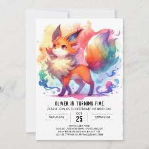  Boho Playful Fox Birthday Invitation