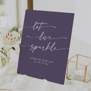 Boho Plum Purple Sparkler Send Off Wedding Pedestal Sign