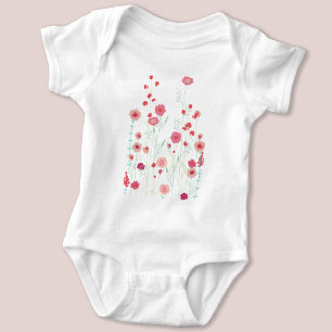 Boho Plymouth Wild Flowers Modern Painting Baby Bodysuit