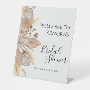 Boho Pompas Grass Bridal Shower Welcome Sign