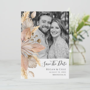 Boho Pompas Grass Save The Date Card