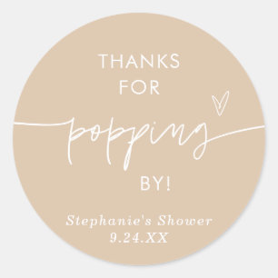Boho Popcorn Favours, Thanks for Popping By Favour Classic Round Sticker