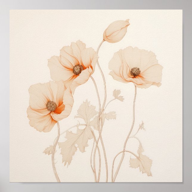 Boho Poppies Ethereal Floral Poster (Front)
