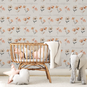 Boho Poppy Flower Print Custom Quote Wallpaper