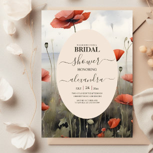 Boho Poppy Wildflower Botanical Bridal Invitation