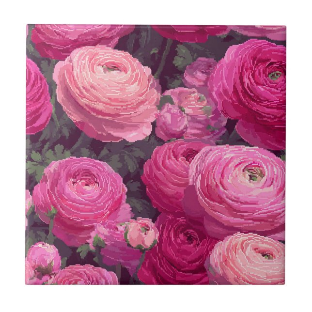 Boho Portuguese Ranunculus  Tiles  For Spa-Style  (Front)