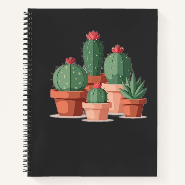 Boho Potted Cacti Plant Lover Notebook (Front)