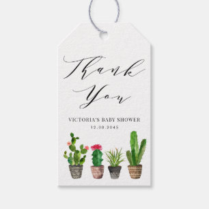 Boho Potted Cactus Baby Shower Thank You Gift Tags