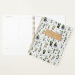 Boho Potted Plant Pattern Personalised  Notebook Planner<br><div class="desc">Boho Succulents | cacti and Potted Plant Pattern with cute hearts in blue, green and clay colour pots . Ready to personalise with your name and the date . If you would like to change the colour or style of the font please click the customise further tab at the end...</div>
