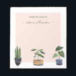 Boho Potted Plants From the Desk of Personalized   Notepad<br><div class="desc">Boho Potted Plants From the Desk of Personalized Stationery Design. Text templates set up ready for you to customize with your name. The design features three potted house plants on a blush pink background. If you would like to change the color of style of the text click the customize further...</div>