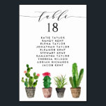 Boho Potted Succulents and Cactus Wedding Seating Table Number<br><div class="desc">Add a boho accent to your event with these customisable table seating cards. It features potted succulents and cacti. This cactus table number card is perfect for summer weddings,  graduations,  birthdays,  baby showers,  and so much more.</div>