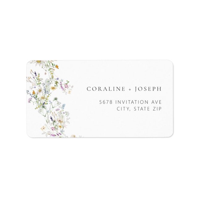 Boho Prairie Wildflower Wedding Address Label (Front)