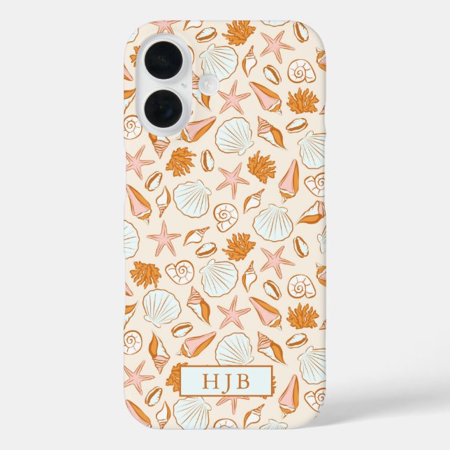 Boho Preppy Coastal Personalised iPhone 16 Case (Back)