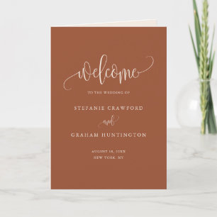 Boho Pretty Calligraphy Terracotta Wedding Booklet Programme