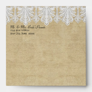 BOHO Printed Burlap n Lace gypsy Modern Mod Style Envelopes