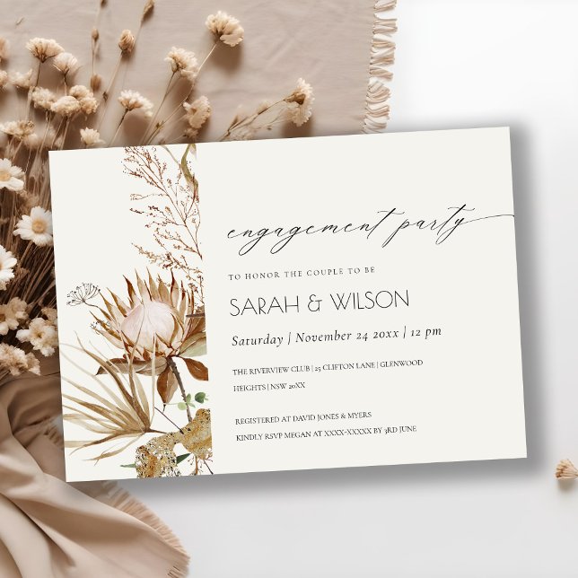 Boho Protea Dried Palm Floral Engagement Invite (Creator Uploaded)