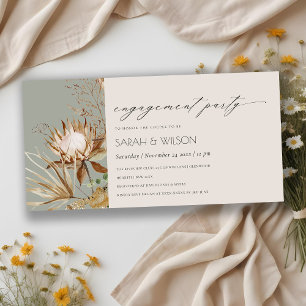 Boho Protea Dried Palm Floral Engagement Invite