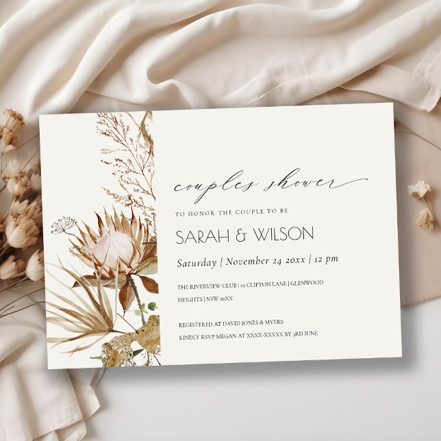 Boho Protea Dry Palm Floral Couples Shower Invite (Creator Uploaded)